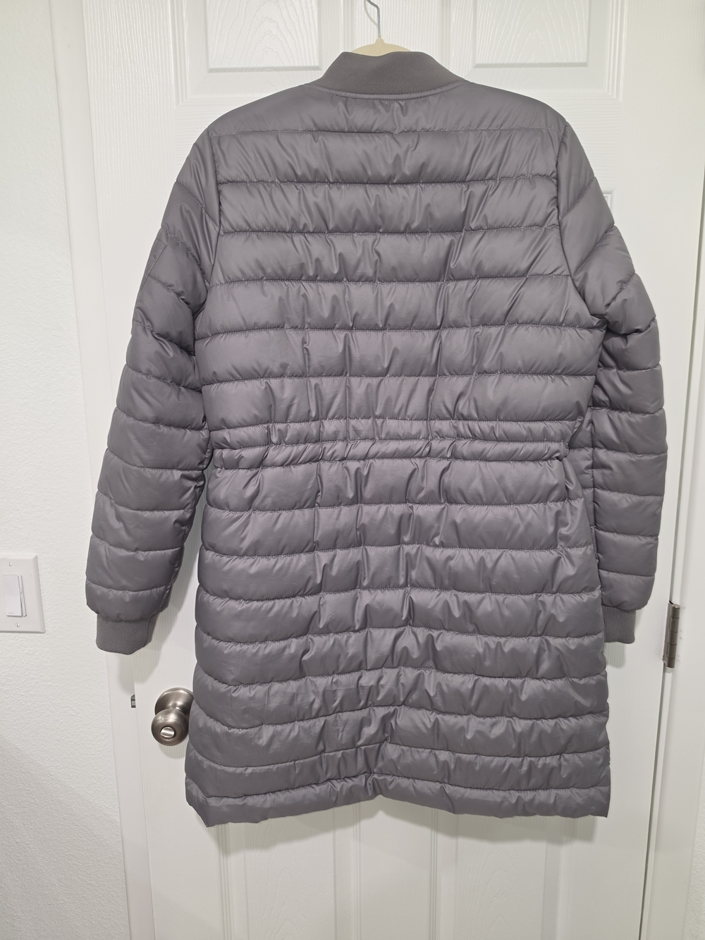 Kenneth Cole Quilted Waist-Defined Puffer Coat - Gray - Picture 3 of 6